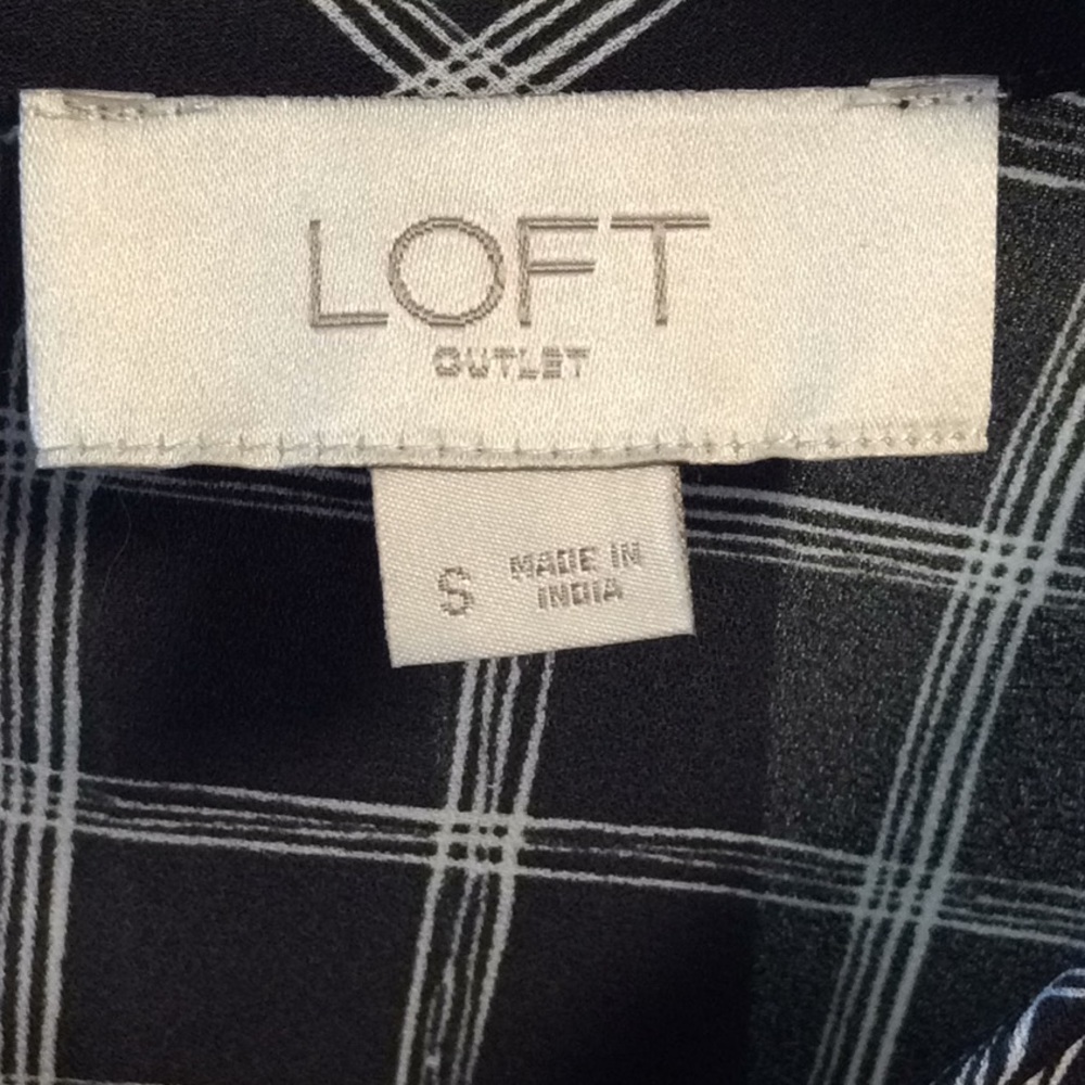 Black & White Check LOFT Outlet Small Shirt - Picture 4 of 8